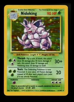 #5 Nidoking 11/102 Base Set 1999 Holo Rare WOTC Pokemon Card TCG - Image 1