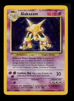 Alakazam 1/102 Base Set 1999 Holo Rare WOTC Pokemon Card TCG - Image 1