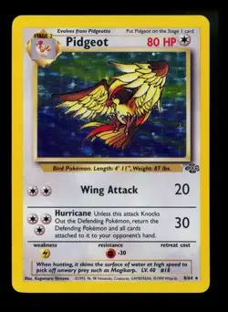 #2 Pidgeot 8/64 Jungle 1999 WOTC Holo Rare Pokemon Card TCG - Image 1