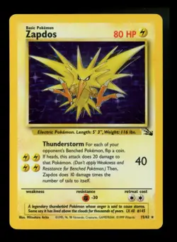 #6 Zapdos 15/62 Fossil 1999 Holo Rare CORRECTED ERROR WOTC Pokemon Card TCG - Image 1