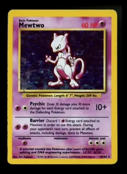 Mewtwo 10/102 Base Set 1999 Holo Rare WOTC Pokemon Card TCG - Image 1