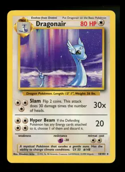 #2 Dragonair 18/102 Base Set 1999 Rare WOTC Pokemon Card TCG - Image 1