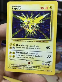 Zapdos 16/102 Base Set 1999 Holo Rare WOTC Pokemon Card TCG - Image 3