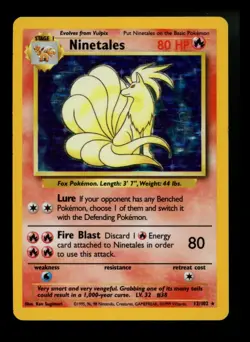 Ninetales 12/102 Base Set 1999 Holo Rare WOTC Pokemon Card TCG - Image 1