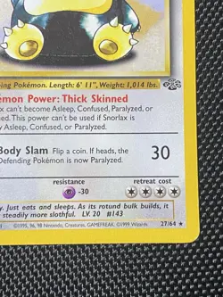 1999 Snorlax 27/64 Non Holo Jungle Set Rare Pokemon Card LP - Image 4