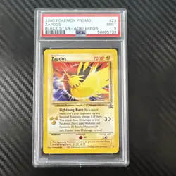 Zapdos PSA 9 Black Star Promo 23 Aoki Error Pokemon Card Mint - Image 1