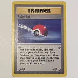 RARE 1st Edition Pokemon TCG Poke Ball # 64/64 Trainer Card 1999 Jungle - Image 1