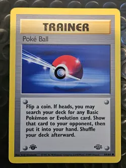 Near Mint 1ST EDITION Trainer Poke Ball 64/64 Jungle Pokemon Common Card - Image 1