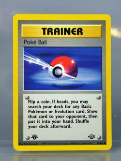 TRAINER POKE BALL 64/64 POKEMON CARD 1999 1ST EDITION JUNGLE SET UNPLAYED NICE - Image 1