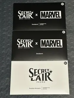 Secret Lair x Deadpool FOIL,Non-Foil&Deadeye Navigator Promo Sealed In Hand - Image 1