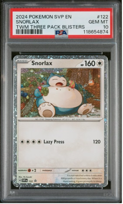 2024 POKEMON SVP EN-SV BLACK STAR PROMO #122 SNORLAX PSA 10 - Image 1