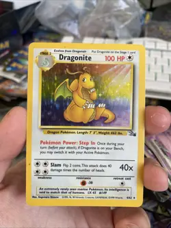 Pokemon TCG Dragonite Fossil 4/62 Holo 1999-2000 Wizards Base Set Copyright Holo - Image 1