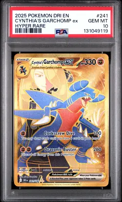 2025 POKEMON DRI EN-DESTINED RIVALS HYPER RARE #241 CYNTHIA'S GARCHOMP EX PSA 10 - Image 1