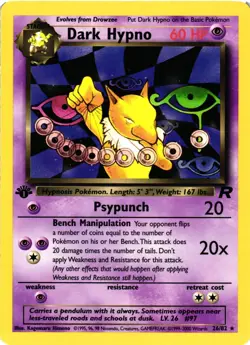 Pokemon TCG Dark Hypno Team Rocket 26/82 1st Edition Non-Holo Rare LP - Image 1