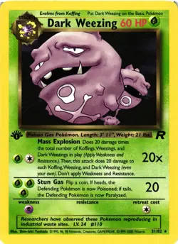 Pokemon TCG Dark Weezing Rocket 31/82 1st Edition Non-Holo Rare VLP - Image 1
