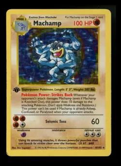 #4 1st Edition Machamp 8/102 Base Set SHADOWLESS 1999 Holo Rare WOTC Pokemon - Image 1