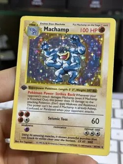 #4 1st Edition Machamp 8/102 Base Set SHADOWLESS 1999 Holo Rare WOTC Pokemon - Image 4