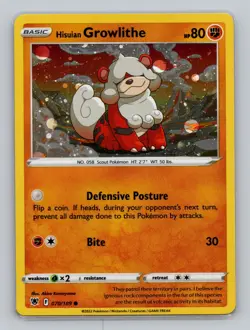 Hisuian Growlithe 070/198 Cosmos Holo NM Pokemon Card Sword & Shield - Image 1