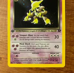 1st Edition Dark Alakazam 1/82 Team Rocket Holo Pokemon Trading Card - Image 3