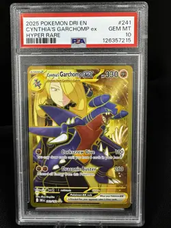 2025 POKEMON DRI EN-DESTINED RIVALS HYPER RARE #241 CYNTHIA'S GARCHOMP EX PSA 10 - Image 1
