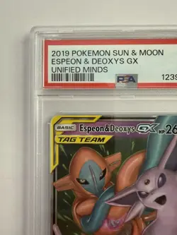 2019 Pokemon Unified Minds Espeon & Deoxys GX 72 Sun & Moon PSA 9 - Image 3