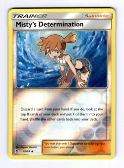 Misty's Determination Hidden Fates #62 (2019) Uncommon Reverse Holo NM Pokemon - Image 1