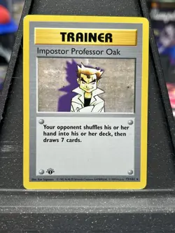 1st edition!! 1999 Pokemon TCG Trainer Impostor Professor Oak Base Set 73/102 - Image 1