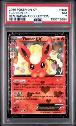 2016 POKEMON XY GENERATIONS RADIANT COLL #RC6 FLAREON EX PSA 7 - Image 1