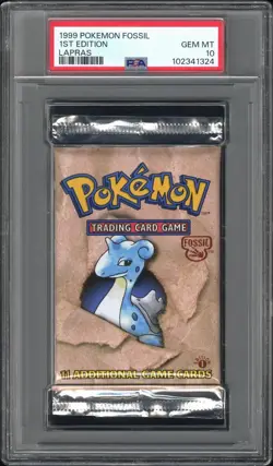 1999 Pokemon 1st Edition Fossil Lapras PSA 10 Foil Booster Pack GEM MINT! - Image 1