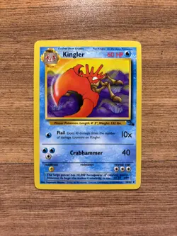 Kingler 38/62 Fossil Set Pokemon Card Vintage LP - Image 1