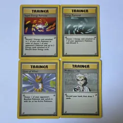 Lot of 4 Vintage Pokemon TCG Base Set Unlimited Trainer Cards - Image 1