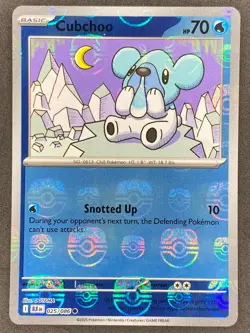 Pokemon Cubchoo Master Ball Reverse 025/086 BLK Black Bolt NM - Image 1