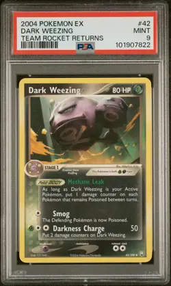 2004 POKEMON EX TEAM ROCKET RETURNS #42 DARK WEEZING PSA 9 - Image 1