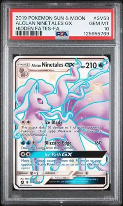 PSA 10 NINETALES GX SV53 HIDDEN FATES SUN & MOON POKEMON GEM MINT - Image 1