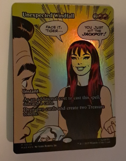Unexpected Windfall Borderless FOIL NM Marvel Spiderman MTG MAGIC THE GATHERING - Image 1