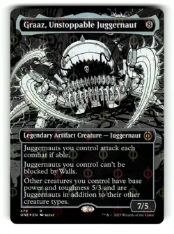 Graaz, Unstoppable Juggernaut (Borderless) (Step-and-Compleat Foil) Phyrexia NM - Image 1