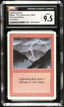 CGC 9.5 Mint - Lightning Bolt - Revised 3ed - Vintage Magic The Gathering - Image 1