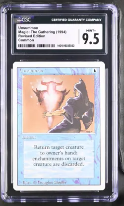 CGC 9.5 Mint - Unsummon - Revised 3rd - Vintage Magic The Gathering - Image 1