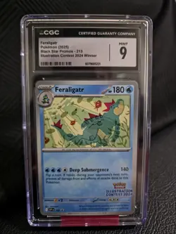 CGC Graded Gem NM 9 Feraligatr 213 Pokemon Illustration Contest 2024 English - Image 1