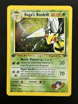 KOGA’S BEEDRILL Pokemon Card - WOTC - 1st Edition - Gym Challenge - 9/132 NM (A) - Image 1