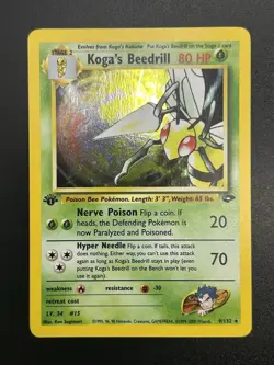 KOGA’S BEEDRILL Pokemon Card - WOTC - 1st Edition - Gym Challenge - 9/132 NM (A) - Image 2