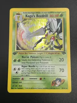 KOGA’S BEEDRILL Pokemon Card - WOTC - 1st Edition - Gym Challenge - 9/132 NM (A) - Image 3