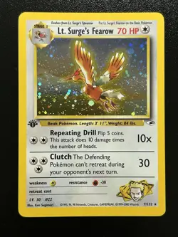 LT. SURGE'S FEAROW Pokemon Card WOTC 1st Edition Gym Heroes 7/132 HOLO NM (B) - Image 1