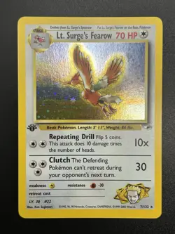 LT. SURGE'S FEAROW Pokemon Card WOTC 1st Edition Gym Heroes 7/132 HOLO NM (B) - Image 2