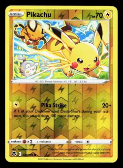Pikachu 049/195 Silver Tempest NM Reverse Holo Pokemon Card TCG - Image 1