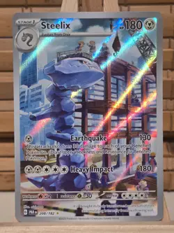 Pokemon TCG Steelix Paradox Rift Holo Card 208/182 Illustration Rare, Near Mint - Image 1