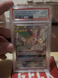 Pokemon TCG 2019 SM Unbroken Bonds Gardevoir & Sylveon GX 205/214 PSA 8 - Image 1