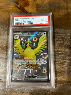 Pokemon 2024 Paldean Fates PIDGEOT EX Shiny Ultra Rare #221 PSA 10 Gem Mint RARE - Image 1