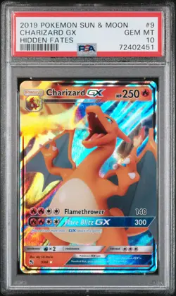 PSA 10 Gem Mint - Charizard Gx Hidden Fates 9 Pokemon Sun & Moon - Image 1
