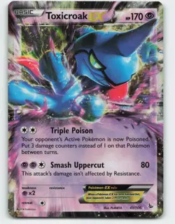 2014 Pokemon, Flashfire, #41/106 Toxicroak EX, Holo Ultra Rare - Image 1